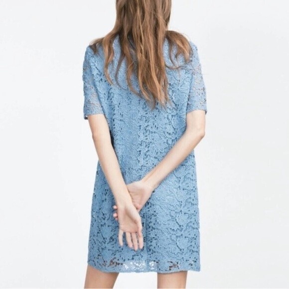 NWT Zara Floral Lace Crochet Overlay Boho Mini Dress SZ Small - Picture 6 of 12